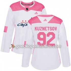 Washington Capitals Evgeny Kuznetsov 92 Adidas 2017-2018 Wit Oranje Fashion Authentic Shirt - Dames